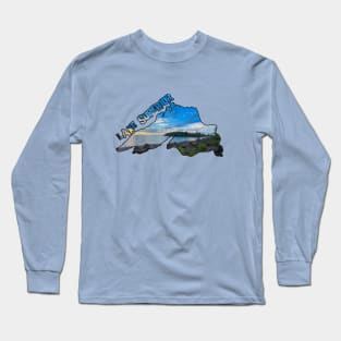 Lake Superior Outline (Artist Point in Grand Marais, Minnesota) Long Sleeve T-Shirt